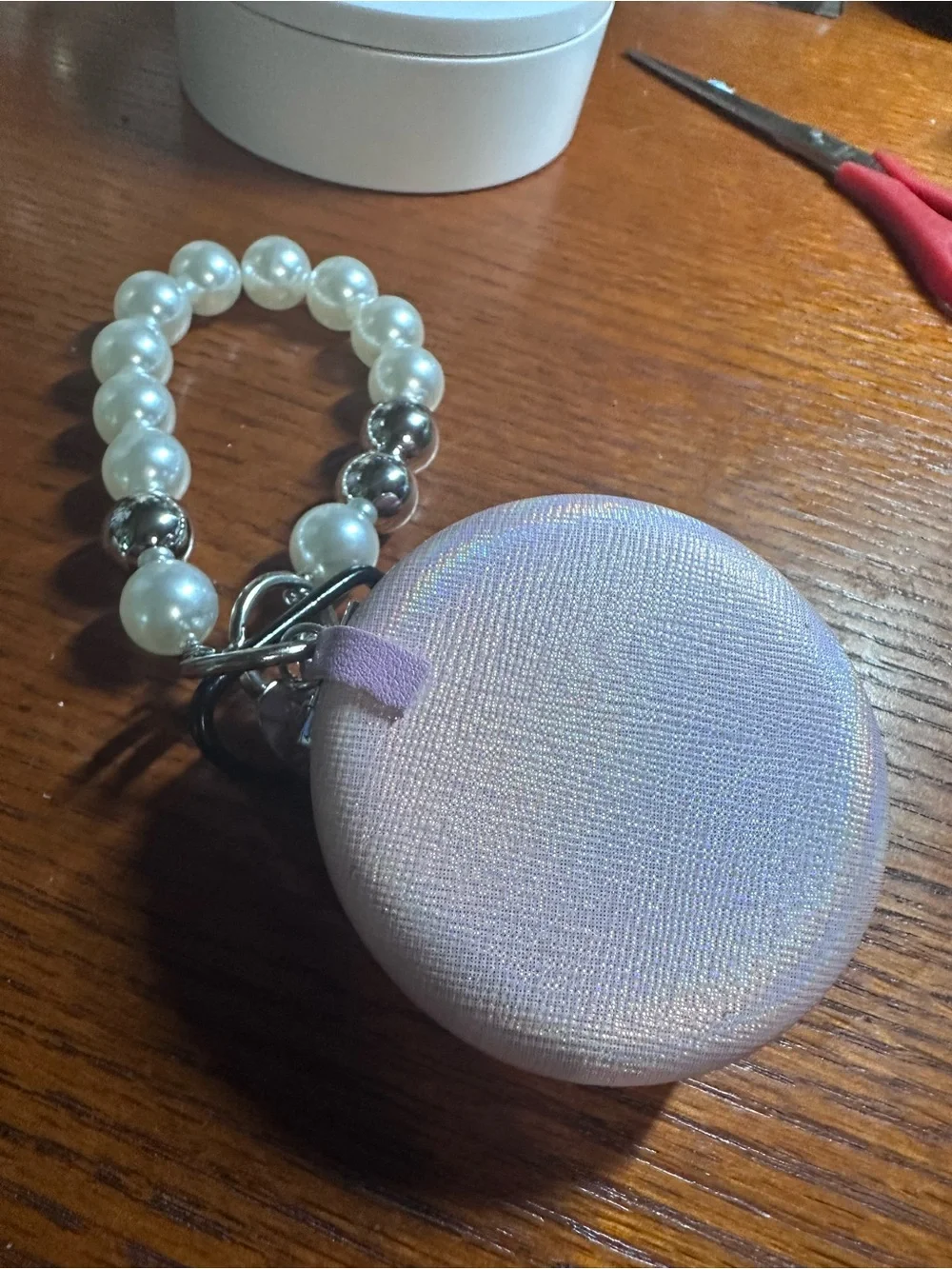 Pink Floral Pearl-Bead Key & Card Holder Charm